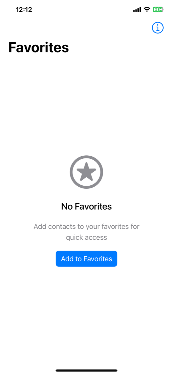 Main favorites screen showing contact tiles